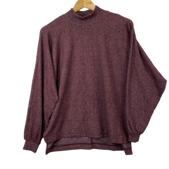 Banana Republic Factory Loungewear Set Small Wine Ribbed Mock Neck Bootcut - Picture 2 of 16